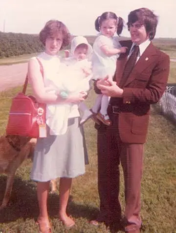 Judy, Tracy, Jenn and Dan at Tracy’s christening, 1976
