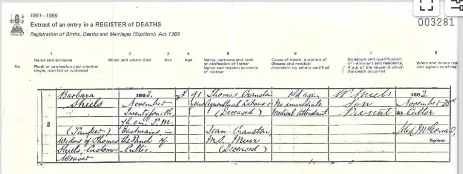Barbara Jean Death certificate