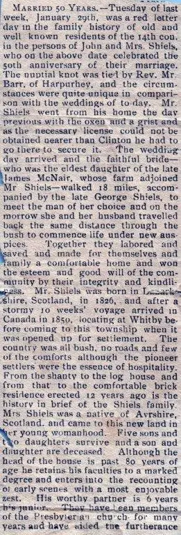 1907 - 50th anniversary John & Janet Shiels
