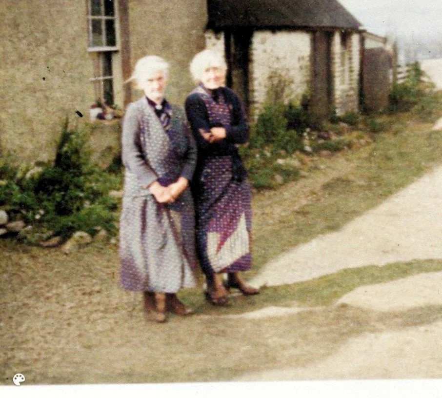 Barbara Shiels & Margaret Shiels Thomson in front of East Mains