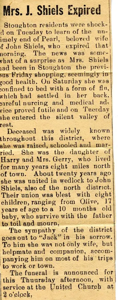 Pearl Gerry Shiels obit