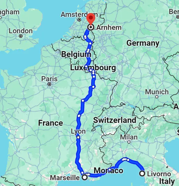 George Shiels Europe War route