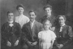 1862-1936 Thomas E Shiels, Susanna, Ethel, Thomas E, Edna, Jessie Anderson, Francis Coomes