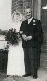 1953 Vi and David Owen Jones on Vi wedding day
